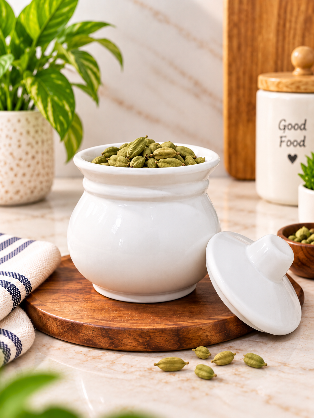 150 ML Ceramic Fancy Handi Loota Jar with Lid | Pack of 6| Decorative Multipurpose Storage Container for Kitchen, Spices, Dry Fruits & Condiments | Stylish Ceramic Jar Set