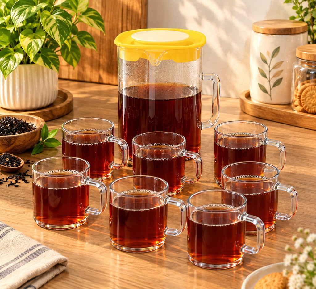 Barniwala Borosilicate Glass Coffee Mugs Set of 6 | Transparent Heat Resistant Glass Cups with Handles | Premium Tea, Coffee, Milk & Beverage Cups for Home, Kitchen, Office & Café