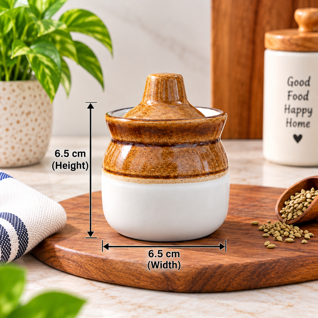 100 ML Ceramic Cylindrical Storage Jars with Lids | Pack of 8| Multipurpose Kitchen & Home Storage Containers | Spice, Masala, Dry Fruits & Condiment Organizer | Compact Decorative Ceramic Jars |