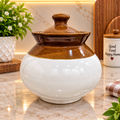 Barniwala 2 KG Ceramic Loota Handi Storage Jar with Lid | Large Decorative Kitchen Container for Pickle, Achar, Spices, Sugar, Tea, Coffee, Dry Fruits & Snacks | Traditional Ceramic Food Storage Canister