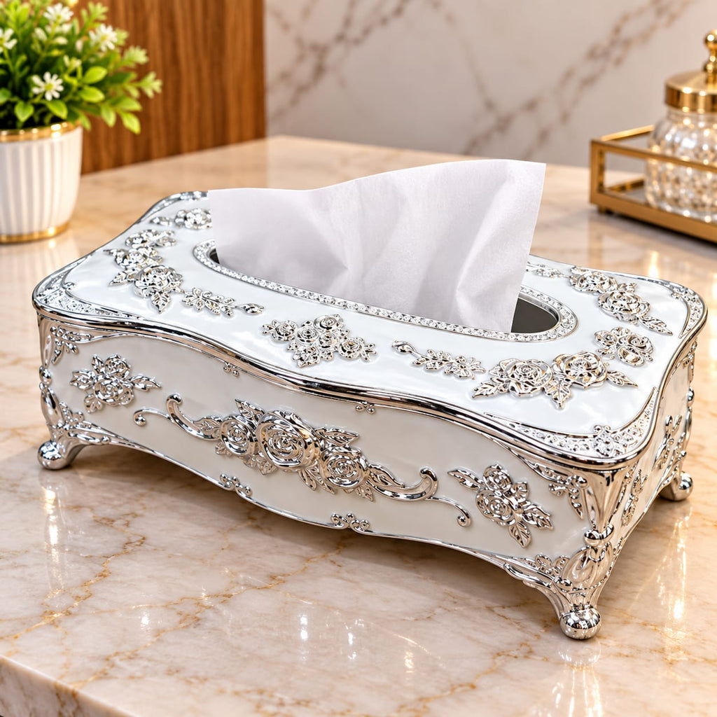 Barniwala Acrylic Tissue Box, 1 Pc | Premium Decorative Tissue Paper Holder with Elegant Floral Design | Stylish Tabletop Tissue Dispenser for Home, Office, Bathroom & Living Room