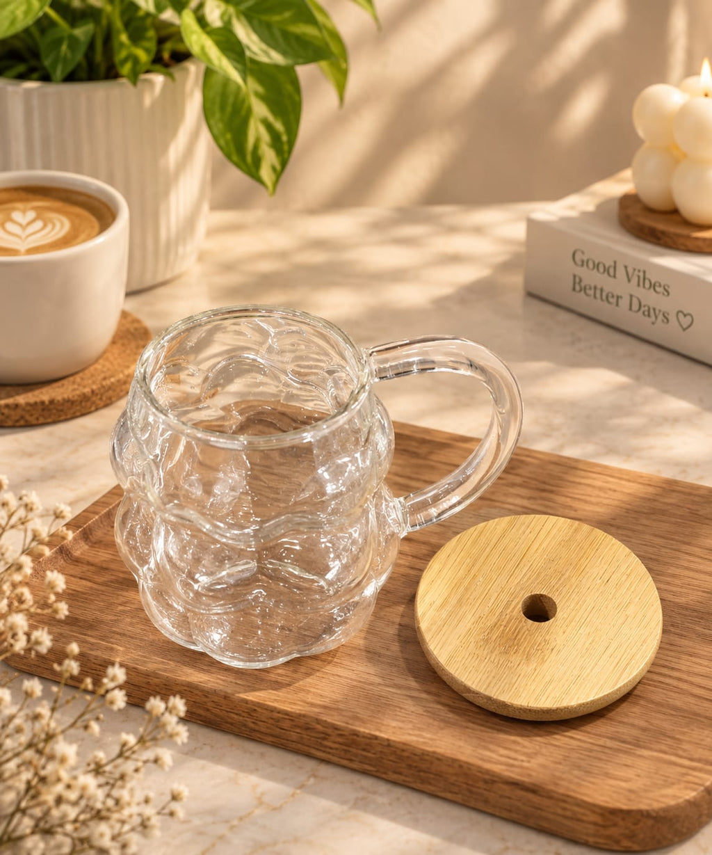 Barniwala 1 Pc Grape Shape Glass Mug | Stylish Transparent Drinking Cup | Unique Grape Design Glass Mug for Coffee, Tea, Juice, Milk, Cold Drinks & Beverages | Kitchen & Home Use