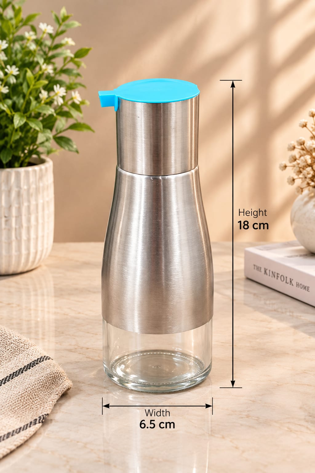 Barniwala 1 Pc Oil Dispenser Bottle for Kitchen | Reusable Cooking Oil Bottle with Easy Pour Spout | Leak-Proof Kitchen Oil Container for Cooking Oil, Vinegar, Sauce & Liquid Condiments