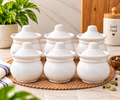 150 ML Ceramic Fancy Handi Loota Jar with Lid | Pack of 6| Decorative Multipurpose Storage Container for Kitchen, Spices, Dry Fruits & Condiments | Stylish Ceramic Jar Set