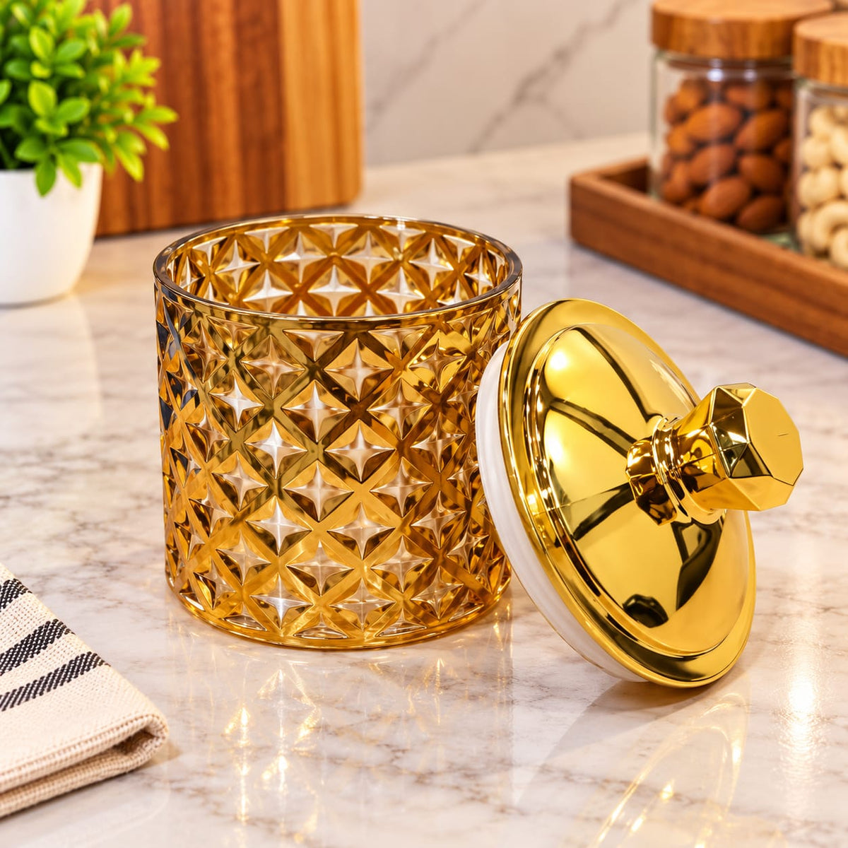 Barniwala Deluxe Canister 550 ML, 1 Pc | Premium Decorative Storage Container with Lid | Elegant Kitchen Canister for Dry Fruits, Nuts, Snacks, Cookies, Sugar, Tea & Coffee