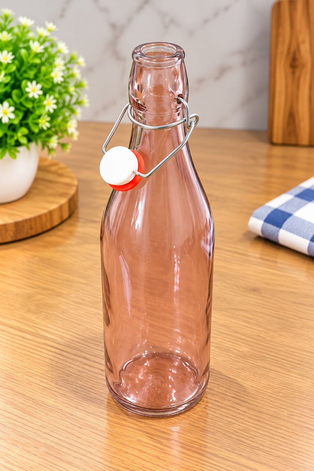 Barniwala Swing Top Glass Bottle with Airtight Clamp Lid, Reusable Beverage & Storage Bottle for Water, Juice, Milk, Cold Drinks, Syrups & Kitchen Storage