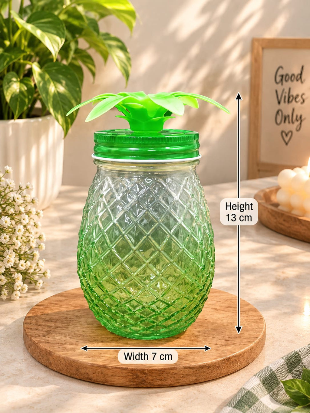 Barniwala 1 Pc Mason Jar with Lid | Glass Storage & Drinking Jar | Multipurpose Glass Jar for Juice, Water, Milk, Smoothies, Cold Coffee & Beverages | Kitchen & Home Use