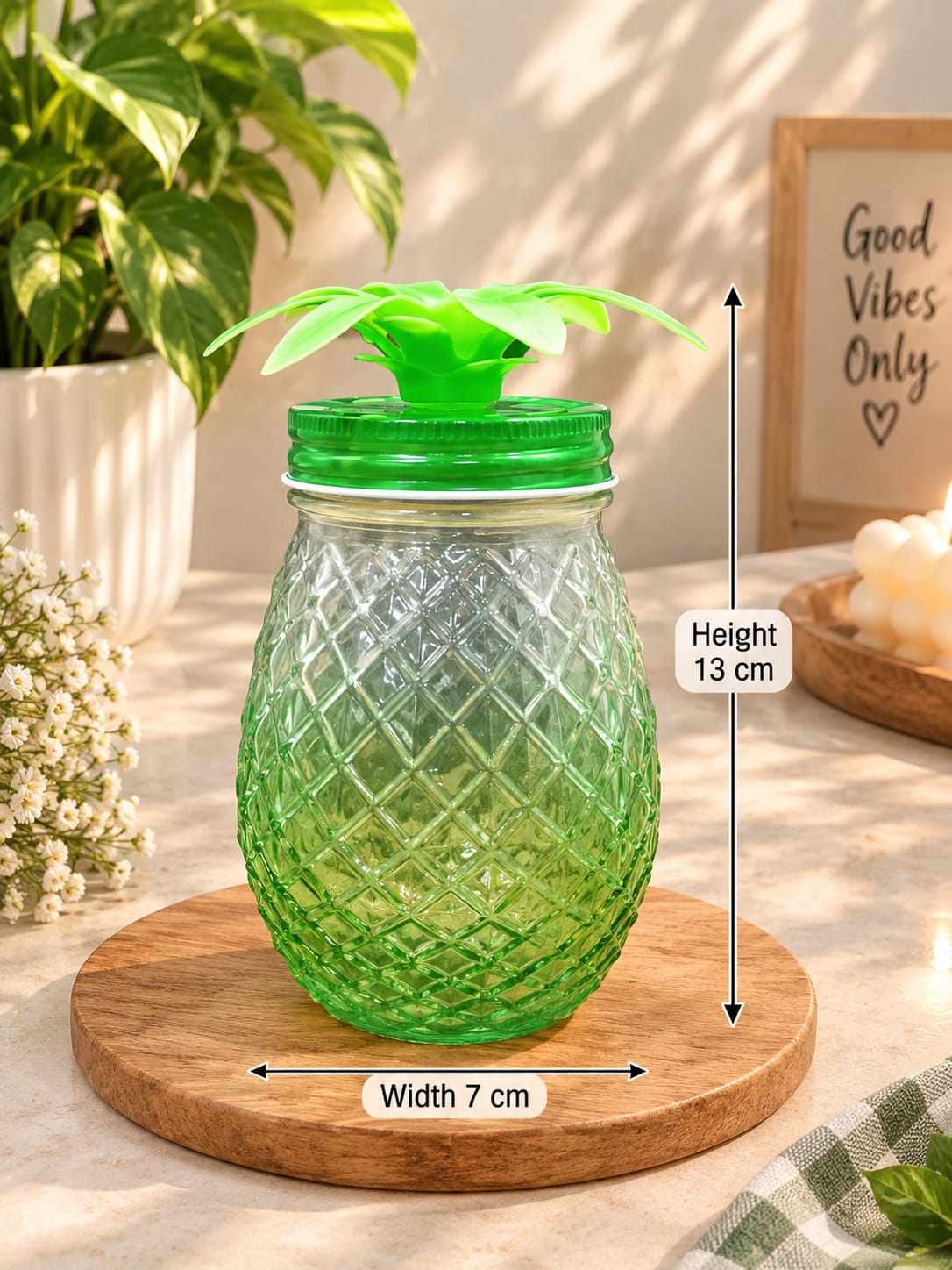 Barniwala 1 Pc Mason Jar with Lid | Glass Storage & Drinking Jar | Multipurpose Glass Jar for Juice, Water, Milk, Smoothies, Cold Coffee & Beverages | Kitchen & Home Use