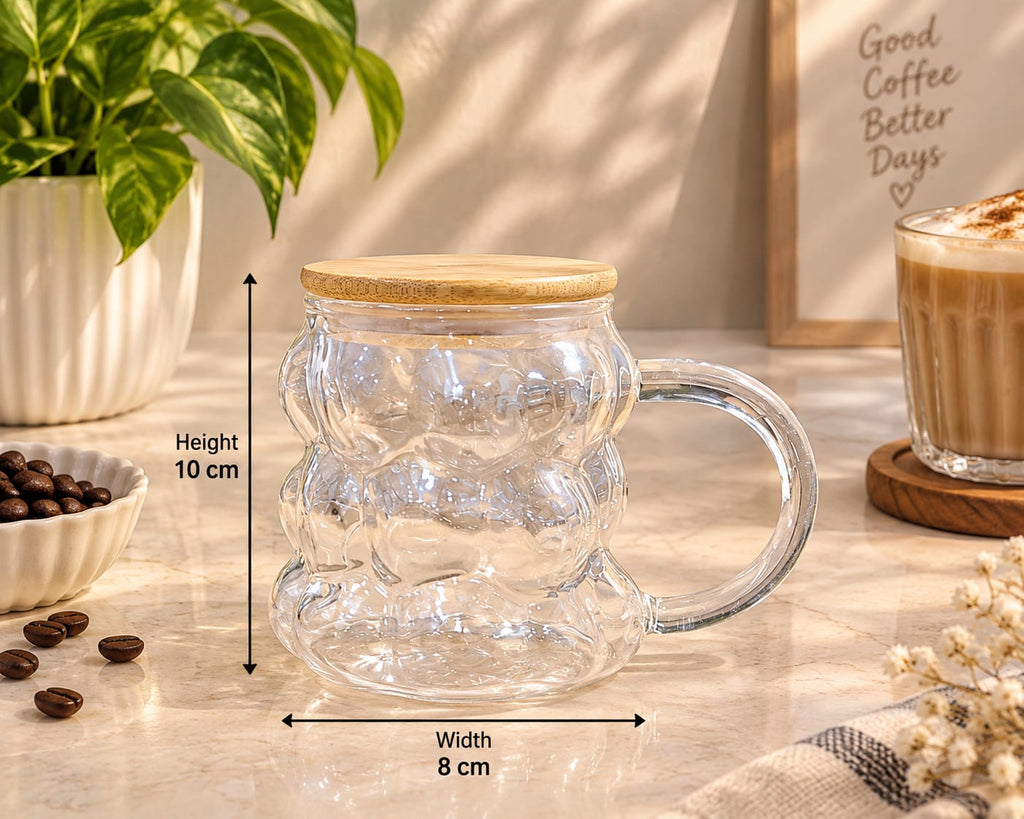 Barniwala 1 Pc Grape Shape Glass Mug | Stylish Transparent Drinking Cup | Unique Grape Design Glass Mug for Coffee, Tea, Juice, Milk, Cold Drinks & Beverages | Kitchen & Home Use