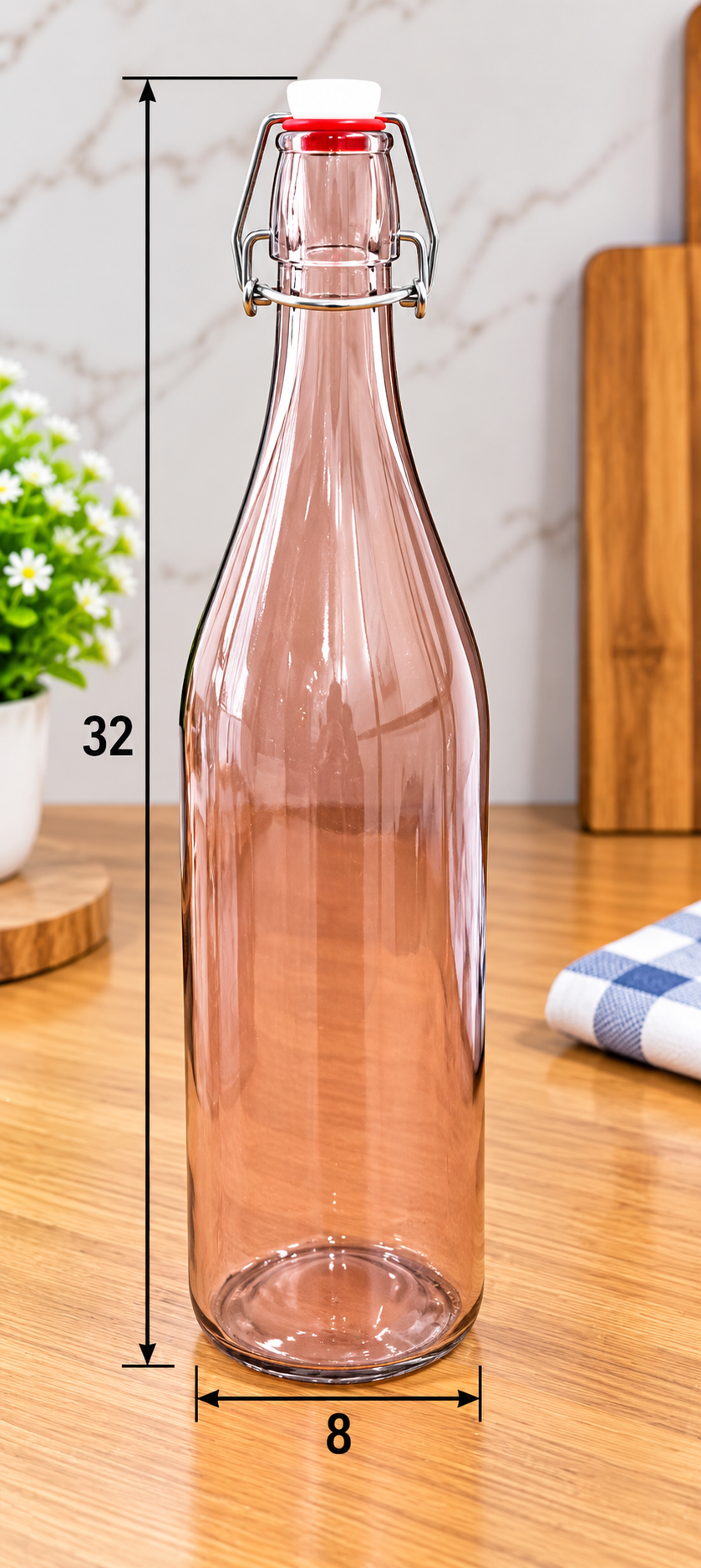Barniwala Swing Top Glass Bottle with Airtight Clamp Lid, Reusable Beverage & Storage Bottle for Water, Juice, Milk, Cold Drinks, Syrups & Kitchen Storage