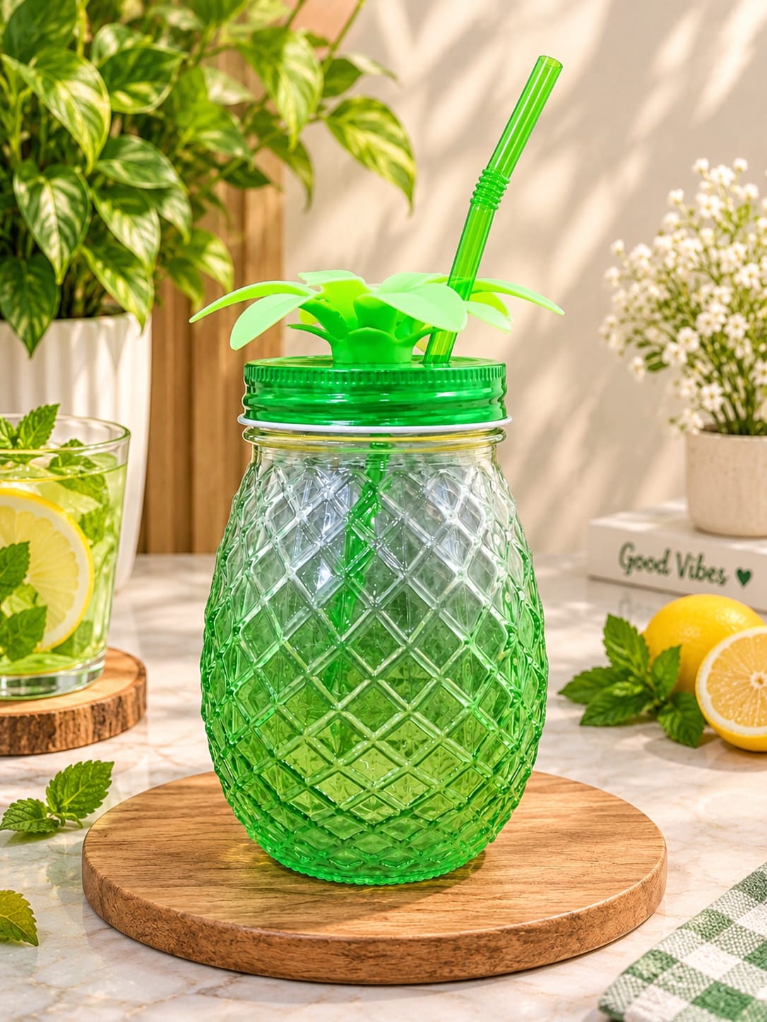 Barniwala 1 Pc Mason Jar with Lid | Glass Storage & Drinking Jar | Multipurpose Glass Jar for Juice, Water, Milk, Smoothies, Cold Coffee & Beverages | Kitchen & Home Use