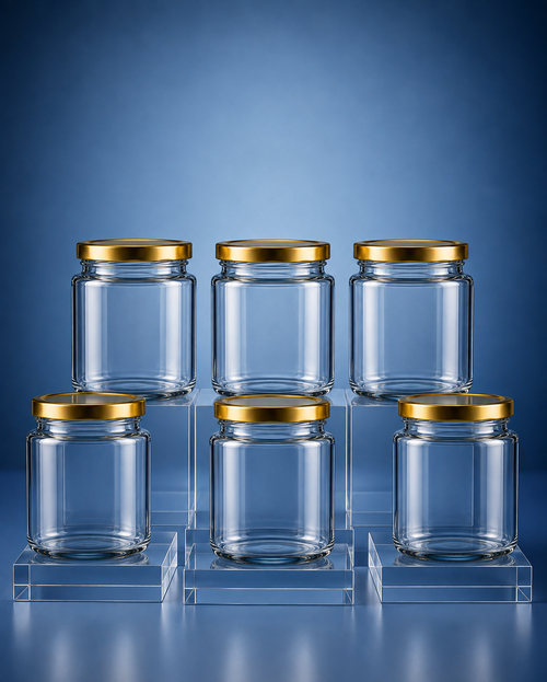 Barniwala Airtight Glass Jar with Gold Lid