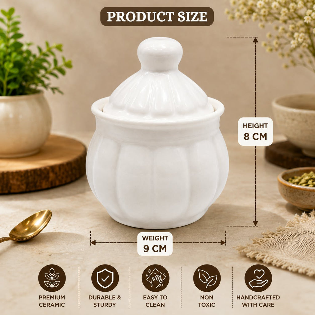 Barniwala Ceramic Tamatar Handi Loota Storage Jar with Lid | Cute & Stylish Kitchen Container for Spices, Sugar, Tea, Coffee, Dry Fruits & Snacks | Decorative Food Storage Organizer