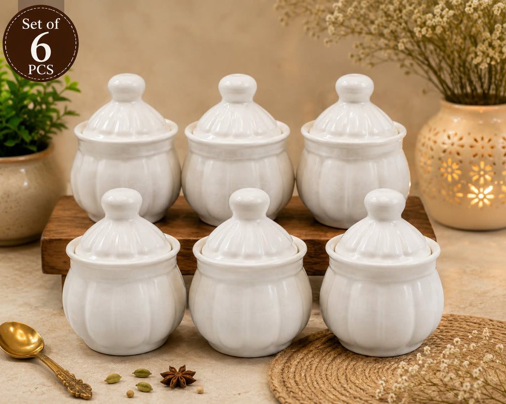 Barniwala Ceramic Tamatar Handi Loota Storage Jar with Lid | Cute & Stylish Kitchen Container for Spices, Sugar, Tea, Coffee, Dry Fruits & Snacks | Decorative Food Storage Organizer