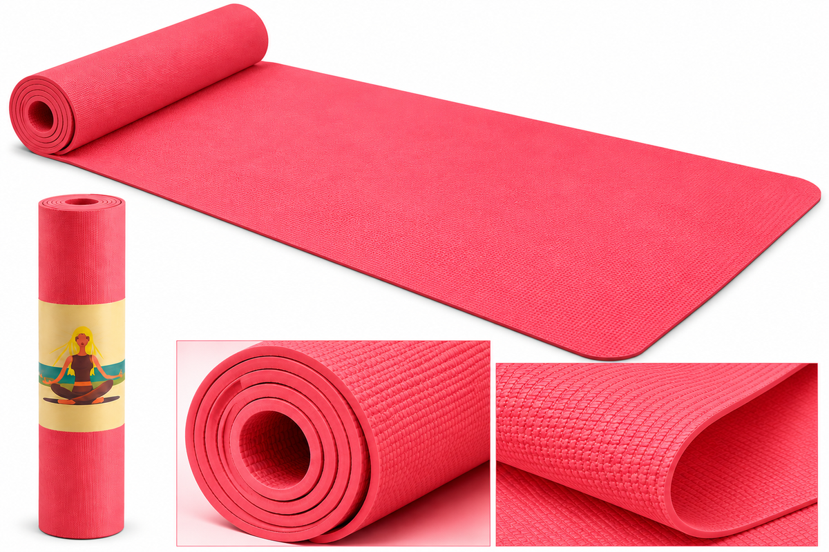Coral Pink Yoga Mat 6mm Thick, 72 x 24 Inch Large Non-Slip Exercise Mat for Men & Women | Cushioned Water-Resistant Fitness Mat for Yoga, Pilates, Stretching, Workout & Home Gym
