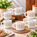 Larah Ora Gold Cup 100 ML, Pack of 6 | Elegant White Tea Cups with Gold Pattern Design | Small Coffee Cups for Tea, Coffee, Milk & Hot Beverages | Stylish Drinkware for Home & Office