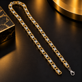 Stainless Steel Two Tone Gold and Silver Chain for Men, 54 cm Length, 7 mm Width | Stylish Geometric Link Necklace with Gold Finish, Modern Fashion Jewellery for Party Wear & Gifting