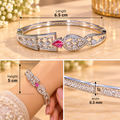 Women’s Silver-Tone Pink Stone Designer Bangle Bracelet with Sparkling Crystal Embellishments, Elegant Fashion Jewellery for Party, Wedding & Festive Wear