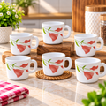 LARAH Red Diana Cup Set of 6, 100ML Each | Elegant Red Floral Printed Tea Cups | Stylish Cups for Tea, Coffee, Milk & Beverages | Premium Kitchen and Dining Crockery
