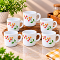 Cello Stella Cup Secret Garden 100 ml, Set of 6 Floral Printed Cups, Elegant White Tea Cups for Tea, Coffee, Espresso, Milk and Beverages, Stylish Small Cups for Home, Office and Gifting