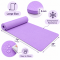 Lavender Yoga Mat 6mm Thick, 72 x 24 Inch Large Non-Slip Exercise Mat for Men & Women | Cushioned Water-Resistant Fitness Mat for Yoga, Pilates, Stretching, Workout & Home Gym
