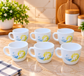 Cello Ricca Cool Waves Cups 100 ML, Pack of 6 | White Tea and Coffee Cups with Blue and Yellow Swirl Design | Small Beverage Cups for Home, Office, Kitchen and Daily Use