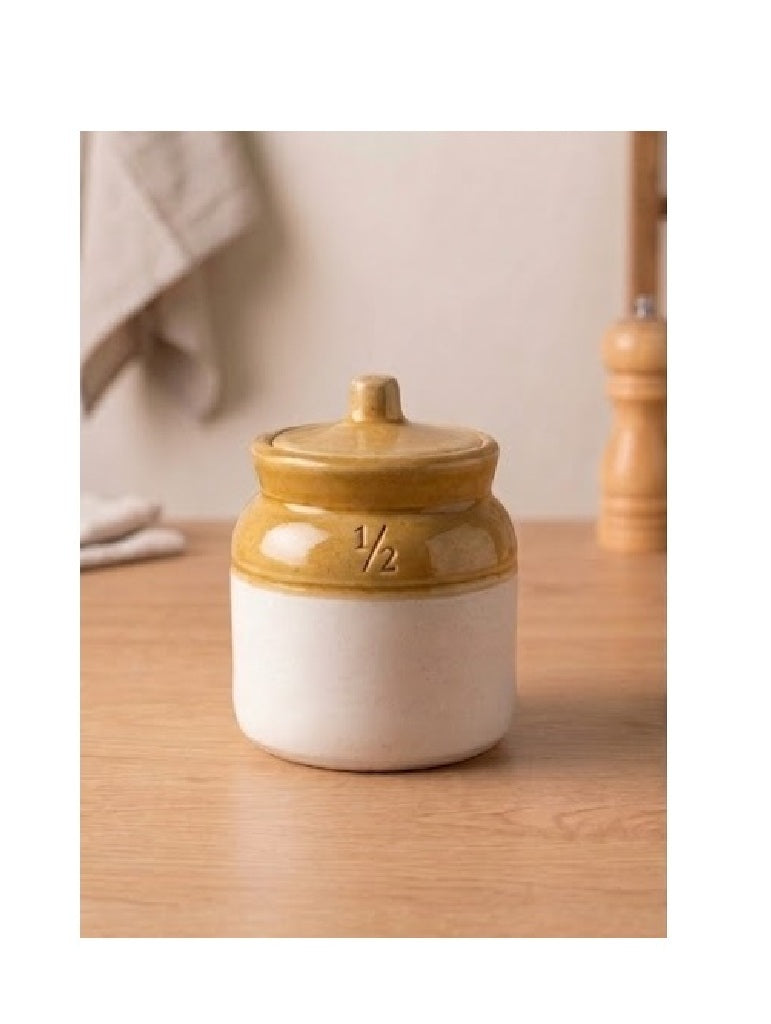 Barniwala 250 ML Ceramic Cylindrical Storage Jar with Lid | Premium Kitchen Container for Pickle, Achar, Spices, Sugar, Tea, Coffee, Dry Fruits & Snacks | Stylish Pantry Organizer & Food Storage Canister