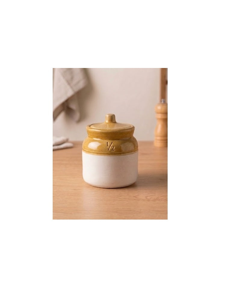 Barniwala 250 ML Ceramic Cylindrical Storage Jar with Lid | Premium Kitchen Container for Pickle, Achar, Spices, Sugar, Tea, Coffee, Dry Fruits & Snacks | Stylish Pantry Organizer & Food Storage Canister